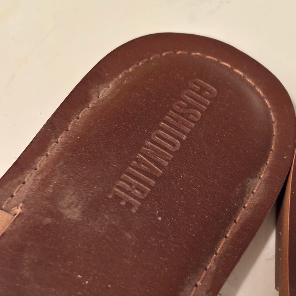 Tan and Pink Slide Sandals with Wide Strap - Picture 5 of 8